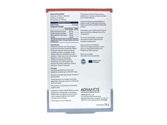 Advancis Extra Throat Relief Lozenges 20’s